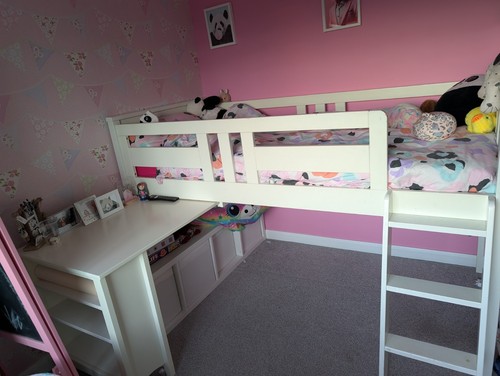 White mid sleeper - bed, &