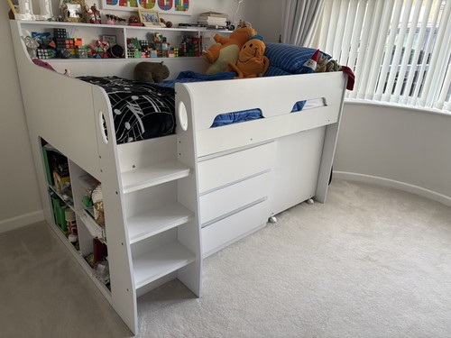 Kids white mid sleeper cabin - white,